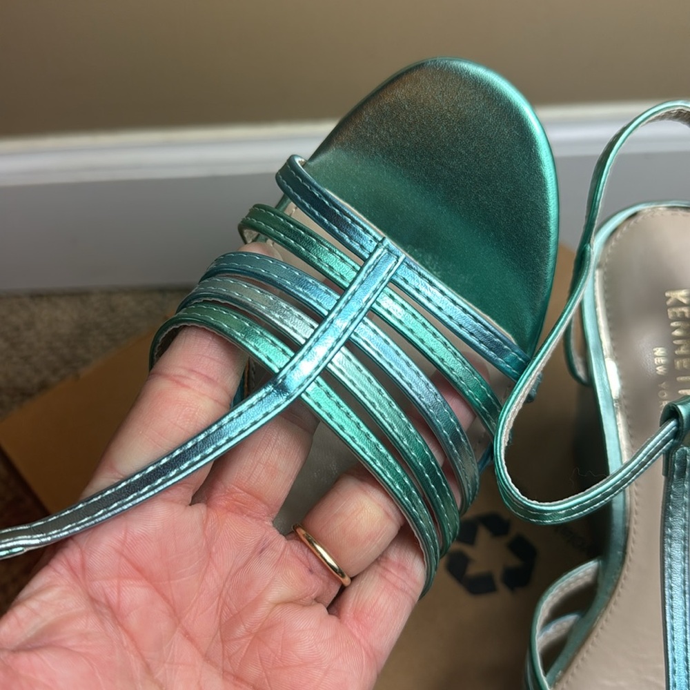 NWOT - Kenneth Cole New York, Celia Platform Wedges, Ocean Blue/Green, 6.5 - Picture 13 of 16